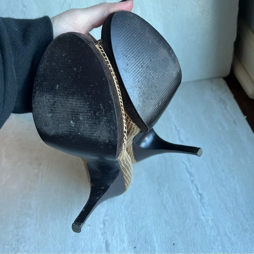 ** Calvin Klein Pari Bronze/Gold Reptile Pumps Peep Toe 5.5